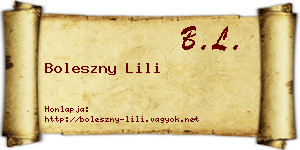 Boleszny Lili névjegykártya